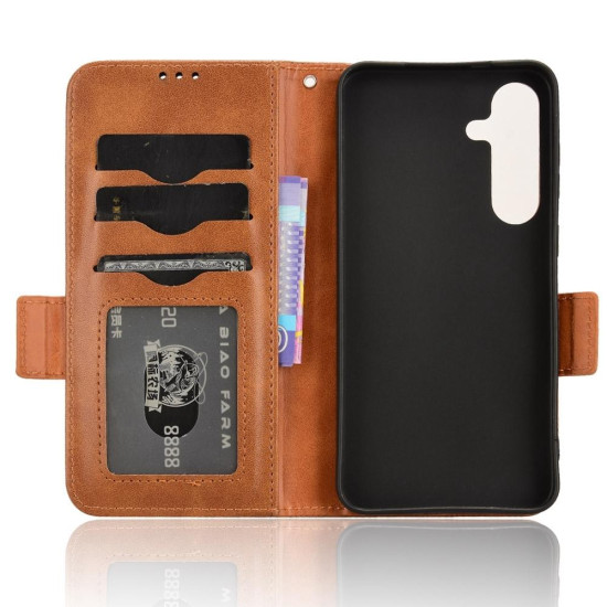 For Samsung Galaxy S24+ 5G Symmetrical Triangle Leather Phone Case(Brown)