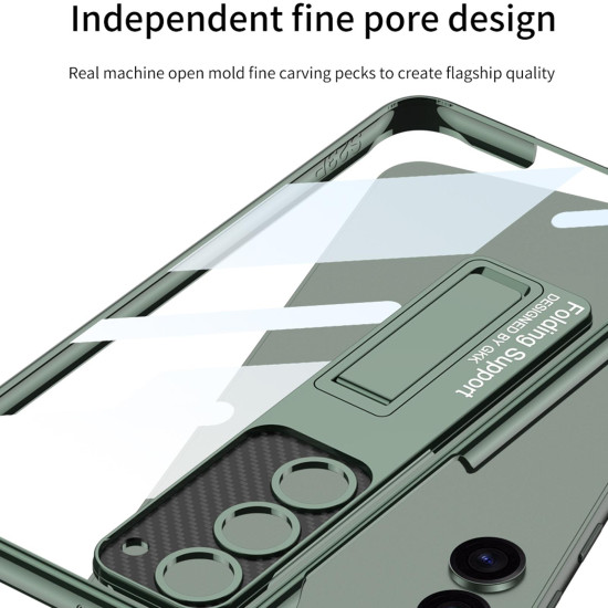 For Samsung Galaxy S24+ 5G GKK Electroplating Full Coverage Protective Phone Case with Holder(Black)