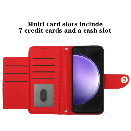 For Samsung Galaxy S24+ 5G Rhombic Texture Flip Leather Phone Case with Lanyard(Red)