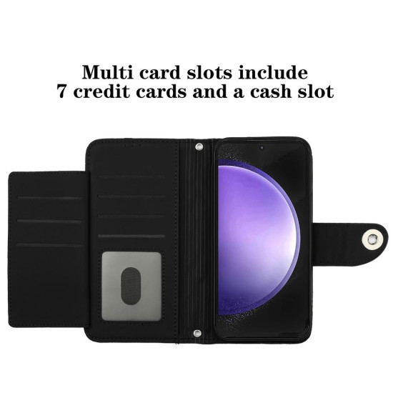 For Samsung Galaxy S24+ 5G Rhombic Texture Flip Leather Phone Case with Lanyard(Black)