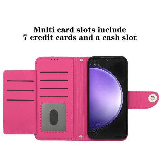 For Samsung Galaxy S24+ 5G Rhombic Texture Flip Leather Phone Case with Lanyard(Rose Red)