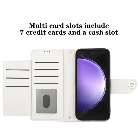 For Samsung Galaxy S24+ 5G Rhombic Texture Flip Leather Phone Case with Lanyard(White)