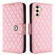 For Samsung Galaxy S24+ 5G Rhombic Texture Flip Leather Phone Case with Lanyard(Pink)