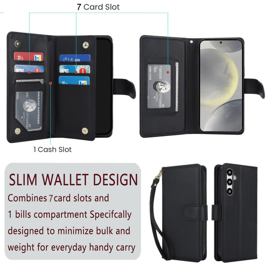 For Samsung Galaxy S24+ / S25+ 5G Multi-Card Wallet RFID Leather Phone Case(Black)