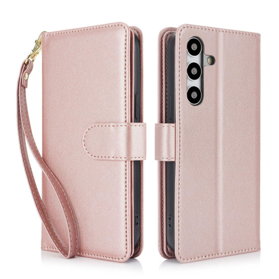 For Samsung Galaxy S24+ / S25+ 5G Multi-Card Wallet RFID Leather Phone Case(Rose Gold)