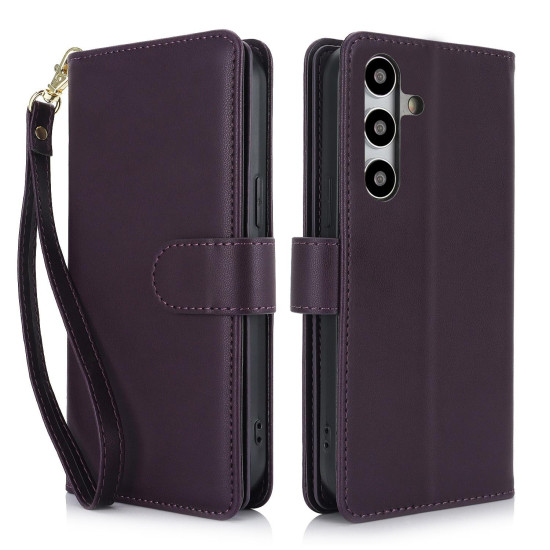 For Samsung Galaxy S24+ / S25+ 5G Multi-Card Wallet RFID Leather Phone Case(Dark Purple)