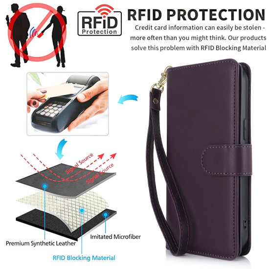 For Samsung Galaxy S24+ / S25+ 5G Multi-Card Wallet RFID Leather Phone Case(Dark Purple)
