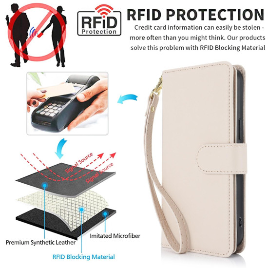 For Samsung Galaxy S24+ / S25+ 5G Multi-Card Wallet RFID Leather Phone Case(Apricot)