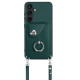 For Samsung Galaxy S24+ 5G Organ Card Bag Ring Holder Phone Case with Long Lanyard(Green)