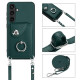For Samsung Galaxy S24+ 5G Organ Card Bag Ring Holder Phone Case with Long Lanyard(Green)