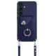 For Samsung Galaxy S24+ 5G Organ Card Bag Ring Holder Phone Case with Long Lanyard(Blue)