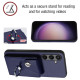 For Samsung Galaxy S24+ 5G Organ Card Bag Ring Holder Phone Case with Long Lanyard(Blue)