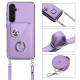 For Samsung Galaxy S24+ 5G Organ Card Bag Ring Holder Phone Case with Long Lanyard(Purple)