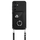For Samsung Galaxy S24+ 5G Organ Card Bag Ring Holder Phone Case with Long Lanyard(Black)
