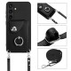 For Samsung Galaxy S24+ 5G Organ Card Bag Ring Holder Phone Case with Long Lanyard(Black)