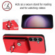 For Samsung Galaxy S24+ 5G Organ Card Bag Ring Holder Phone Case with Long Lanyard(Red)
