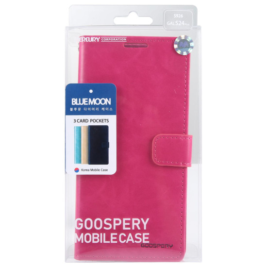 For Samsung Galaxy S24+ 5G GOOSPERY BLUE MOON Crazy Horse Texture Leather Phone Case(Rose Red)