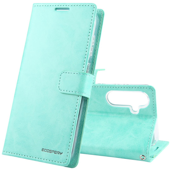 For Samsung Galaxy S24+ 5G GOOSPERY BLUE MOON Crazy Horse Texture Leather Phone Case(Mint Green)