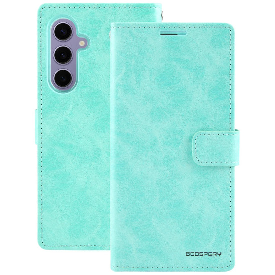For Samsung Galaxy S24+ 5G GOOSPERY BLUE MOON Crazy Horse Texture Leather Phone Case(Mint Green)
