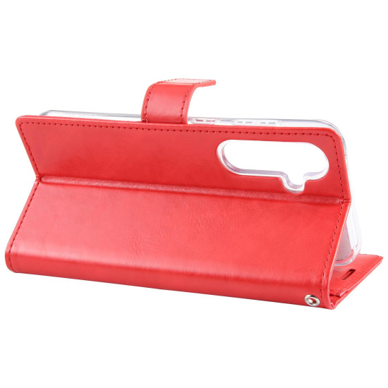 For Samsung Galaxy S24+ 5G GOOSPERY BLUE MOON Crazy Horse Texture Leather Phone Case(Red)