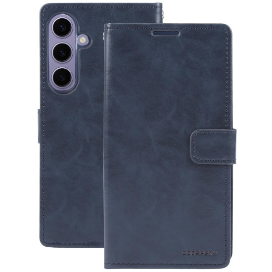 For Samsung Galaxy S24+ 5G GOOSPERY BLUE MOON Crazy Horse Texture Leather Phone Case(Dark Blue)