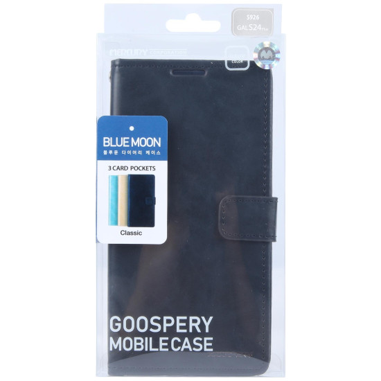 For Samsung Galaxy S24+ 5G GOOSPERY BLUE MOON Crazy Horse Texture Leather Phone Case(Dark Blue)