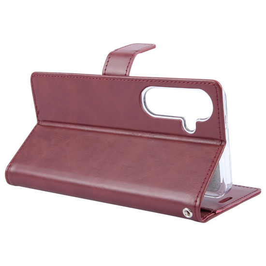 For Samsung Galaxy S24+ 5G GOOSPERY BLUE MOON Crazy Horse Texture Leather Phone Case(Wine Red)