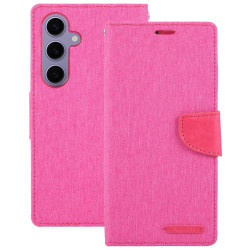 For Samsung Galaxy S24+ 5G GOOSPERY CANVAS DIARY Fabric Texture Flip Leather Phone Case(Rose Red)