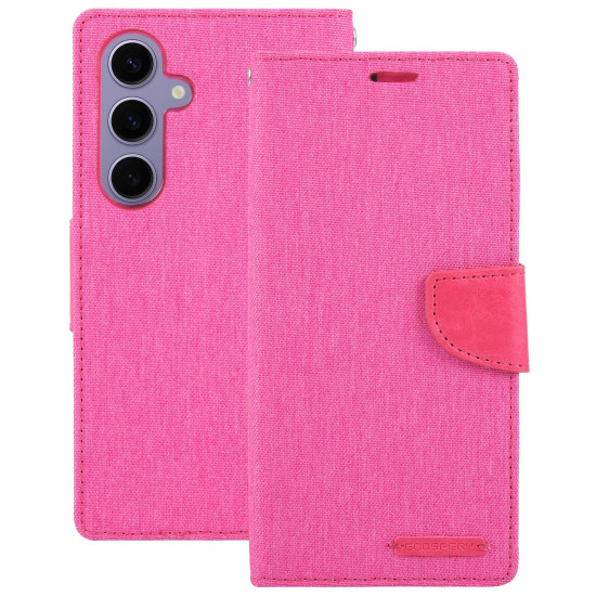 For Samsung Galaxy S24+ 5G GOOSPERY CANVAS DIARY Fabric Texture Flip Leather Phone Case(Rose Red)