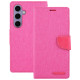For Samsung Galaxy S24+ 5G GOOSPERY CANVAS DIARY Fabric Texture Flip Leather Phone Case(Rose Red)