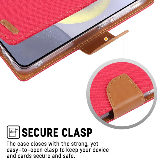 For Samsung Galaxy S24+ 5G GOOSPERY CANVAS DIARY Fabric Texture Flip Leather Phone Case(Rose Red)