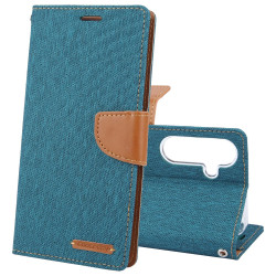 For Samsung Galaxy S24+ 5G GOOSPERY CANVAS DIARY Fabric Texture Flip Leather Phone Case(Green)