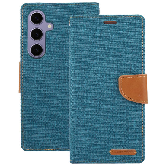 For Samsung Galaxy S24+ 5G GOOSPERY CANVAS DIARY Fabric Texture Flip Leather Phone Case(Green)