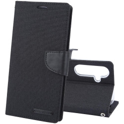 For Samsung Galaxy S24+ 5G GOOSPERY CANVAS DIARY Fabric Texture Flip Leather Phone Case(Black)
