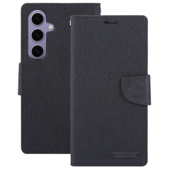 For Samsung Galaxy S24+ 5G GOOSPERY CANVAS DIARY Fabric Texture Flip Leather Phone Case(Black)