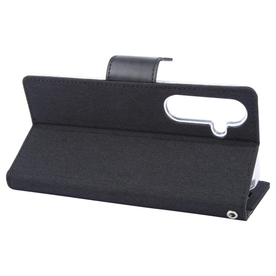 For Samsung Galaxy S24+ 5G GOOSPERY CANVAS DIARY Fabric Texture Flip Leather Phone Case(Black)