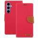 For Samsung Galaxy S24+ 5G GOOSPERY CANVAS DIARY Fabric Texture Flip Leather Phone Case(Red)