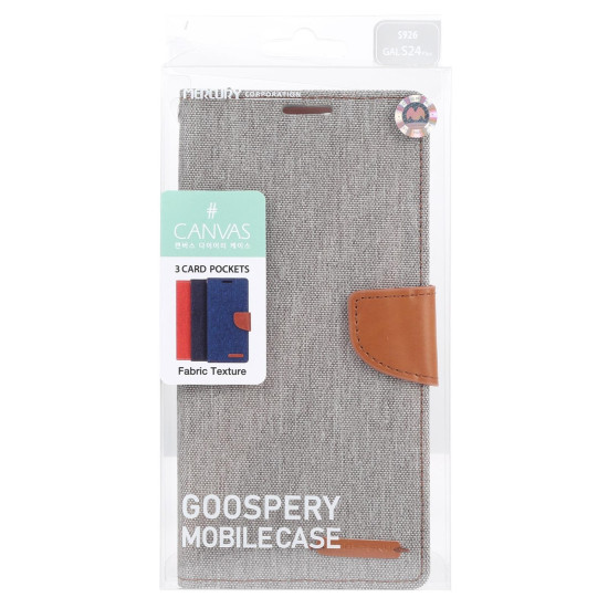 For Samsung Galaxy S24+ 5G GOOSPERY CANVAS DIARY Fabric Texture Flip Leather Phone Case(Grey)