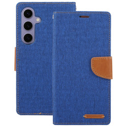 For Samsung Galaxy S24+ 5G GOOSPERY CANVAS DIARY Fabric Texture Flip Leather Phone Case(Blue)
