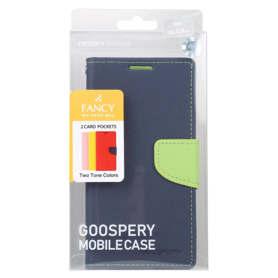 For Samsung Galaxy S24+ 5G GOOSPERY FANCY DIARY Cross Texture Leather Phone Case(Navy Blue)
