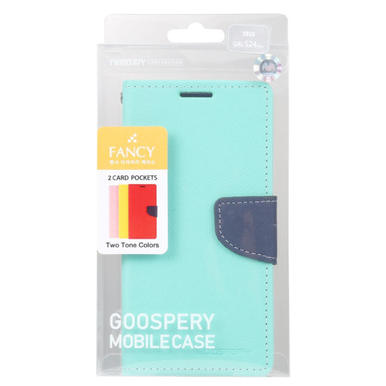 For Samsung Galaxy S24+ 5G GOOSPERY FANCY DIARY Cross Texture Leather Phone Case(Mint Green)