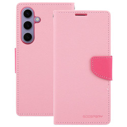 For Samsung Galaxy S24+ 5G GOOSPERY FANCY DIARY Cross Texture Leather Phone Case(Pink)