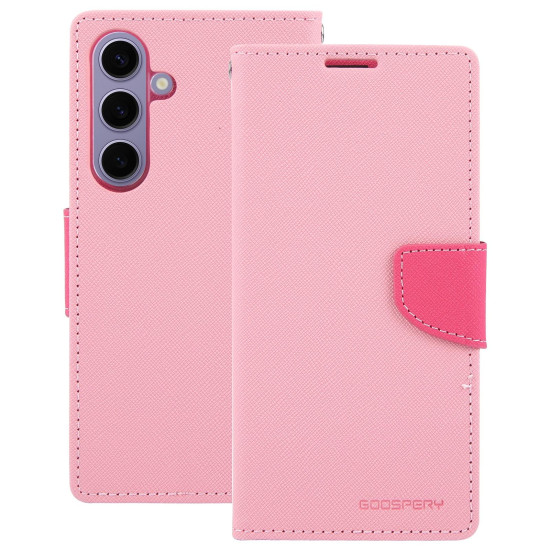 For Samsung Galaxy S24+ 5G GOOSPERY FANCY DIARY Cross Texture Leather Phone Case(Pink)