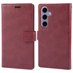 For Samsung Galaxy S24+ 5G GOOSPERY MANSOOR DIARY 9 Card Slots Leather Phone Case(Wine Red)