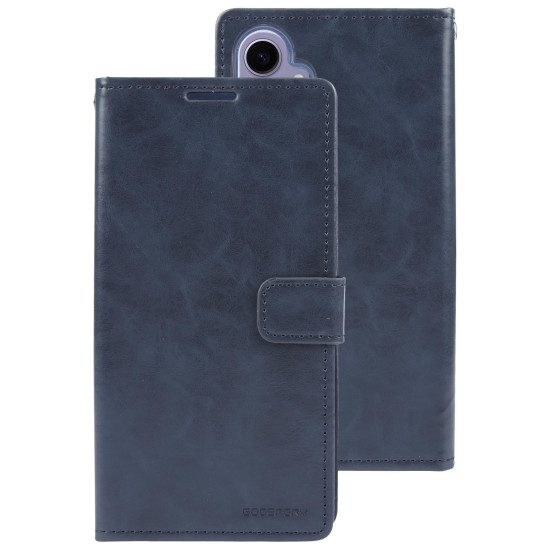 For Samsung Galaxy S24+ 5G GOOSPERY MANSOOR DIARY 9 Card Slots Leather Phone Case(Dark Blue)