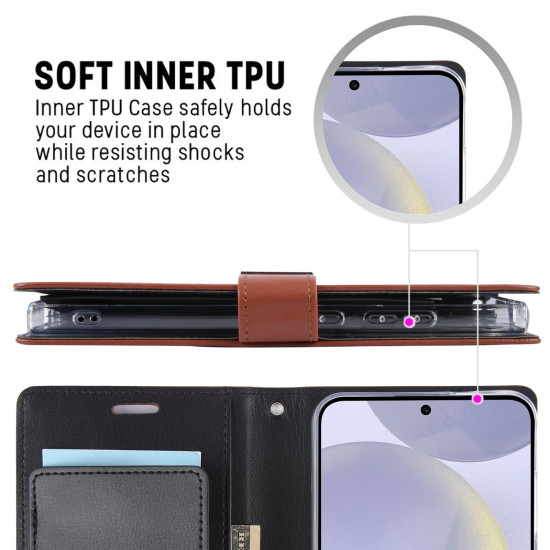 For Samsung Galaxy S24+ 5G GOOSPERY RICH DIARY Crazy Horse Texture Leather Phone Case(Rose Gold)