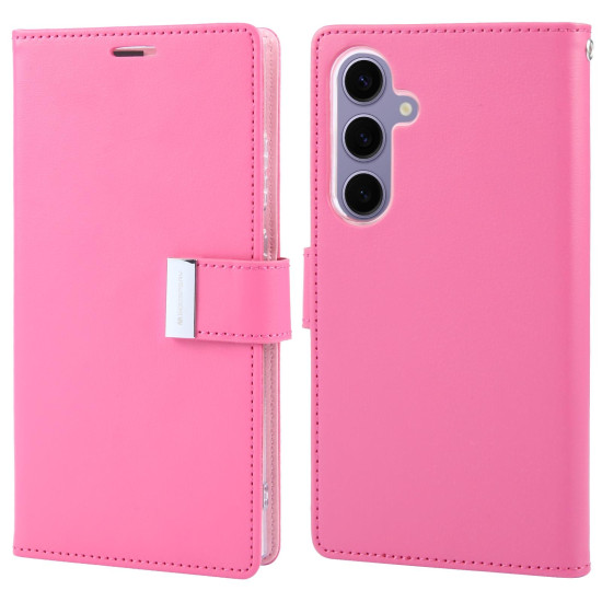 For Samsung Galaxy S24+ 5G GOOSPERY RICH DIARY Crazy Horse Texture Leather Phone Case(Rose Red)