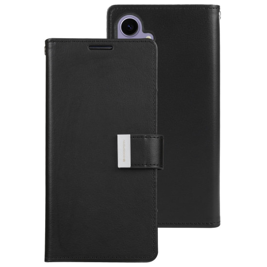 For Samsung Galaxy S24+ 5G GOOSPERY RICH DIARY Crazy Horse Texture Leather Phone Case(Black)
