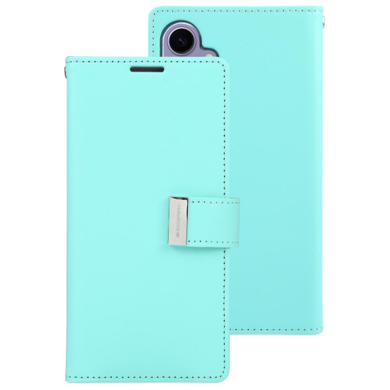 For Samsung Galaxy S24+ 5G GOOSPERY RICH DIARY Crazy Horse Texture Leather Phone Case(Mint Green)