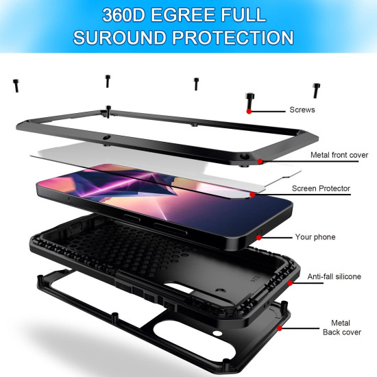 For Samsung Galaxy S24+ 5G Shockproof Life Waterproof Silicone + Zinc Alloy Phone Case(Black)